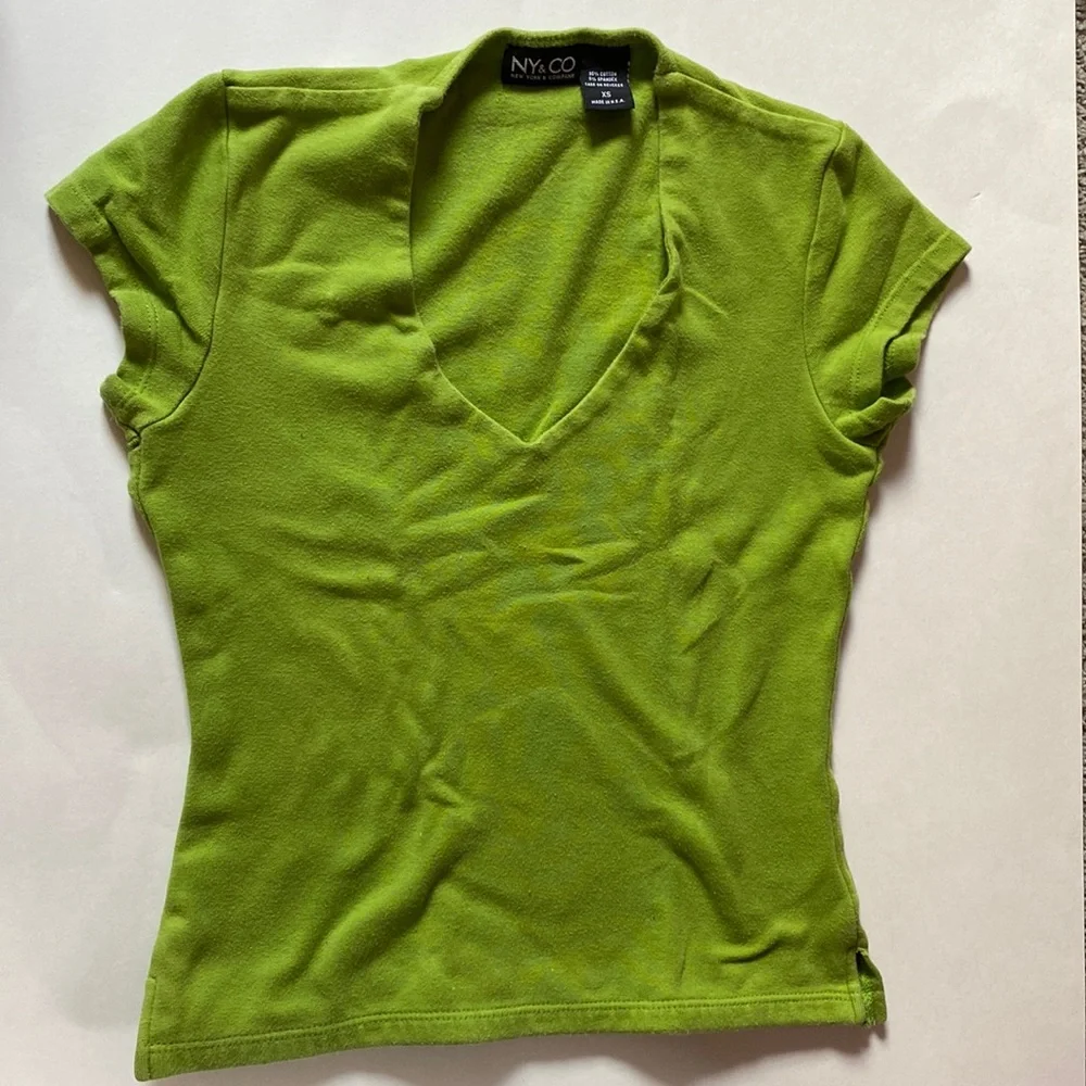 NY & CO Y2K Green Cropped Shirt Top - Picture 1 of 3